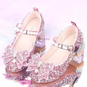Girls' princess shoes in Silvery, elegantly host the catwalk, crystal flats for little girls, flower girl dress shoes, Youngsters's performance shoes.