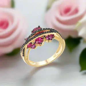 Black Spinel Yellow Gold Ring