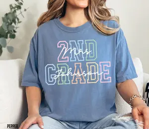 Personalized Second Grade Teacher Name Shirt Comfort Colors 2nd Grade Teacher Team Tshirt Back to School Teacher T Shirt with Name Cute Tees