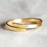 Unisex Appeal Adjustable Fit "TRUST & GOOD" Engraved Ring Trust In God Double Layered Dainty Gold Stackable Finger Rings Band for Men & Women | Trendy Minimalist Inspirational Jewelry Stainless Steel Material