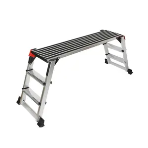 LEADALLWAY Aluminum Work Platform 50"x12" 2 Step Ladder Folding Portable Work Bench with Non-Slip Mat Capacity 660 LBS Heavy Duty