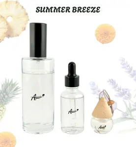 Summer Breeze - Core Bundle Aromatherapy with Home Spray, Water Soluble Essence, & Car Air Freshener for Calm & Clarity