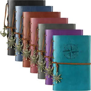 7 Pack Journals Notebooks, PU Leather Travel Refillable Journal for Writing, Journal Bulks for Women Men, Students Gifts, Lined Pages and Vintage Pendants, 7 X 5 Inches, Multicolor MALEDEN