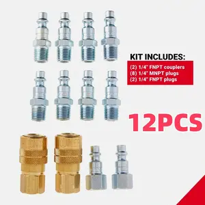 12 piece set hydraulic connector, Internal thread pneumatic joint, Brass American quick connector internal thread pneumatic connector