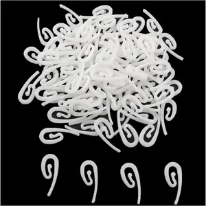 100pcs/200pcs Mimi 6-shaped Hooks White Channel Track Curtain Hooks