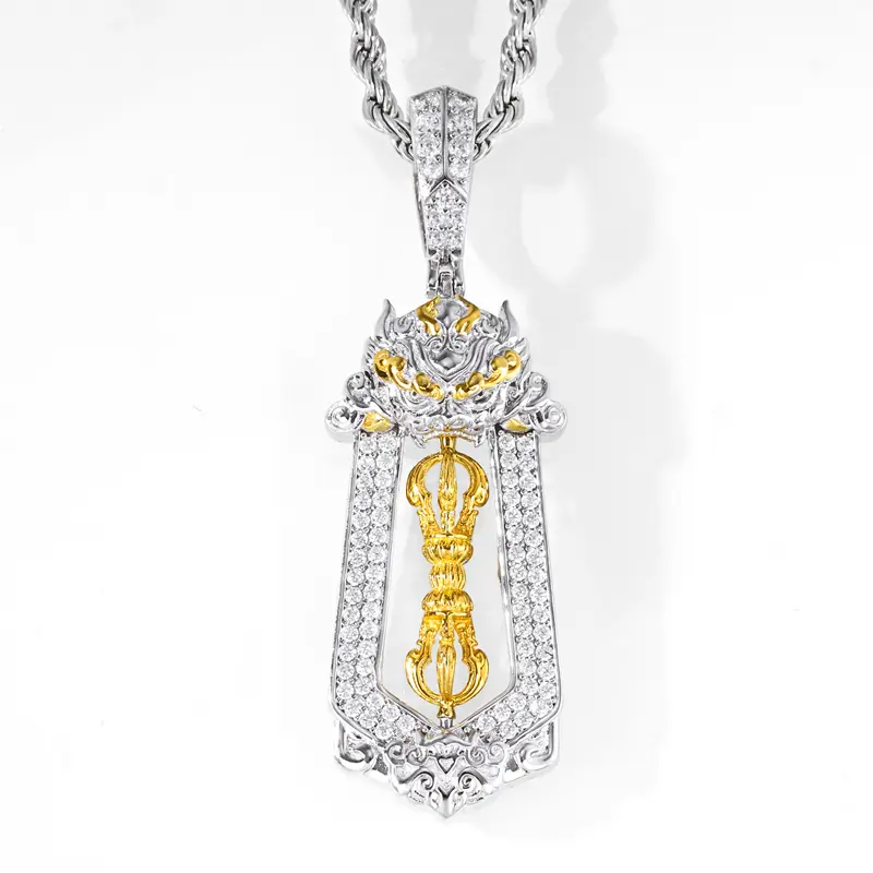 UCCIYO Brave Troops Pixiu Vajra Pendant P731 S925 Sterling Silver Synthetic Moissanite Mythical Wild Animal Pendant Necklacefor Women Men Hip Hop Jewelry Gift【#P731】