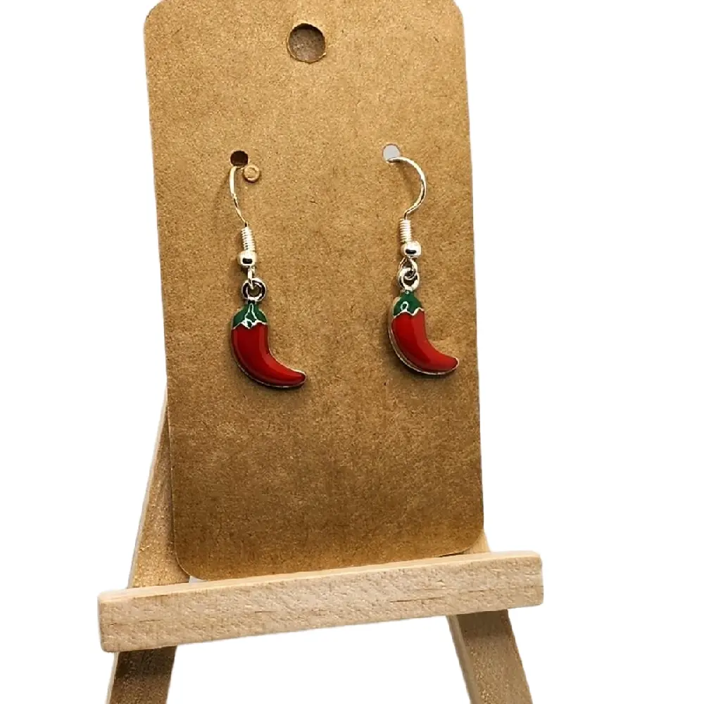 Red Hot Chili Pepper Hook Earrings, Vibrant Red Fashion Metal Statement Accessories for Unique Edgy Style