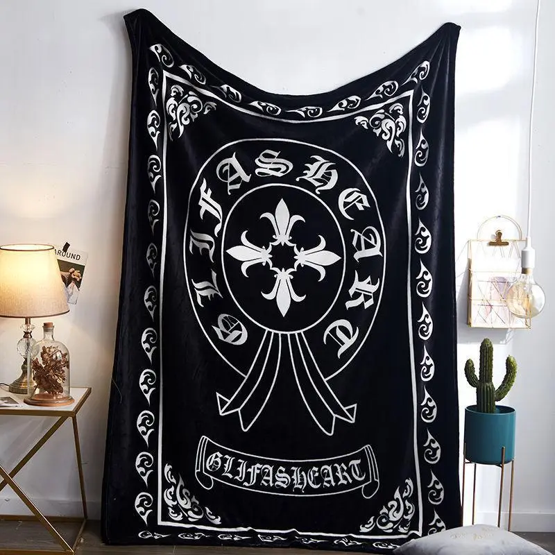 Throw Blanket Chrome Cross Heart Blanket Lightweight Napping Sofa Blanket Plush Flannel Blanket Quilt Durable Fleece Blanket warm nap blanket soft flannel shawl