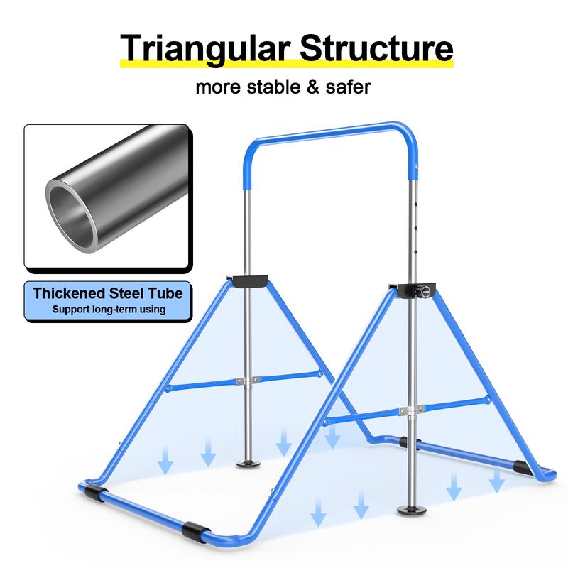 Safly Fun Expandable Gymnastics Bar for Kids - Height Adjustable Junior Training Bar for Home, Folding Gymnastic Horizontal Bars Equipment