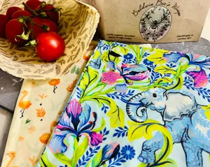 Beeswax Snack & Sandwich Pouch | Reusable Food Storage | Waxed Cotton Bag (Whimsical Wildlife)