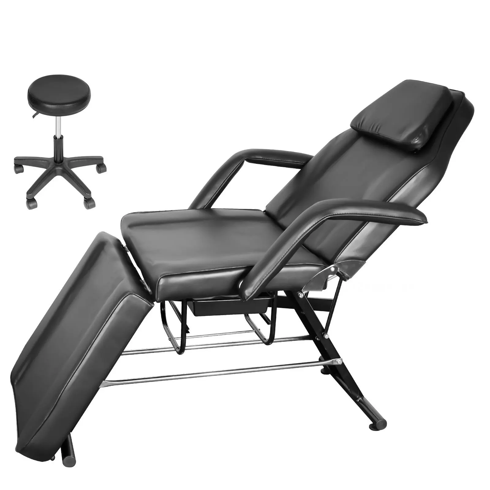 Hydraulic Tattoo Chair for Clients, Adjustable Reclining Tattoo Bed with Leg Rest & Arm Support, Professional Esthetician Facial Bed for Tattoo Studio, Beauty Salon, Spa & Massage