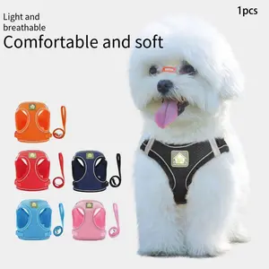 Adjustable Pet Chest Harness, Reflective Mesh Fabric, Breathable Polyester Fiber, Durable for Dogs & Cats, Comfortable Walking Vest