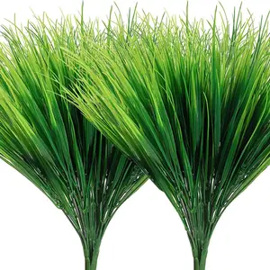 4/8PCS Artificial Plastic 7-branch Grass Plant Green Grass Imitation False Plant Home Decoration Gardening Grass Outdoor Decor Room Flower front porch decor Wedding Decorative