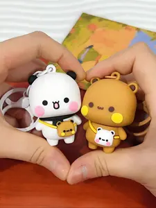 1pcs Cute Panda & Bear Silicone Trendy Cute Keychain, Suitable For Christmas, Thanksgiving, Mother's Day, New Year, Car Keys, Couples, Back To School, Party Gifts