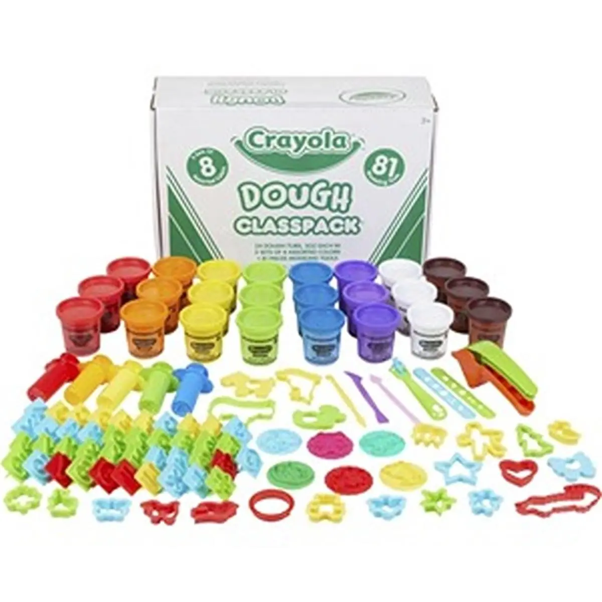 212 MAIN Crayola Noncrumbling Soft Dough Classpack Toy for Children - Includes Animal Shapes Molds Clay, Creative Play Tools - Ideal for Sculpting, Color Blending, Crafting Fun, Ceramics Activities