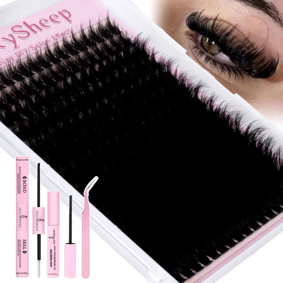 Dense Lash Clusters Manga Eyelash Clusters, Eyelash Extensions, Cosmetic Eyelash Extension, C Curl Individual Lashes, Volume Anime Lash Clusters with Thin Band Lashes DIY at Home with Bond& Seal& Remove& Eyelash Tweezers Volumized False Eyelashes