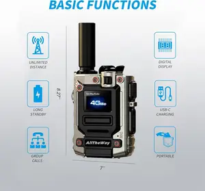 Global 4G Rechargeable Long Range Walkie Talkie Dual Portable Ham Radio Transceiver Cheer Loud, Stay Linked Soccer 2-way radio digital radio  for Camping Hiking construction site Team Comms Wireless Lavalier speaker receiver usb-c lithium-ion battery