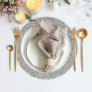 Silver Placemats Set of 2 Crushed Diamond Decor Silver Heat Resistant Mat Rhinestone Decor Round Place Mat Fall Decorations for Home Bling Sparkly Mat 15 inch