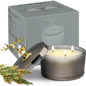 Sandalwood Scented Candle  for Women - 10.58 oz 3 Wicks  Soy Wax Large Candle, 50-Hour  Time  Candle for  & Relaxation, Valentines Day Gifts for Women