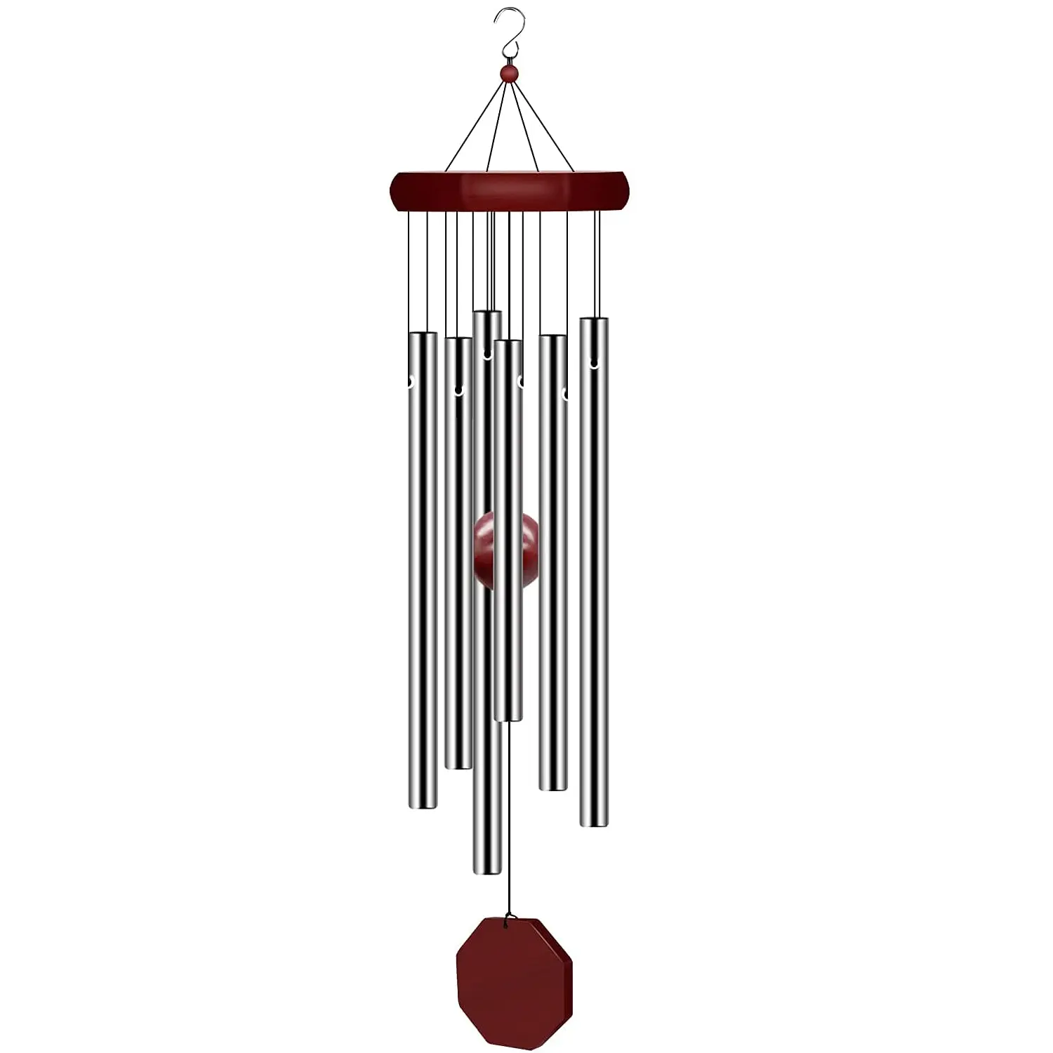 Large Deep Tone Memorial Wind Chime with 6 Tuning Tubes, Elegant Garden Patio Balcony Home Decor, Outdoor Hanging Decoration
