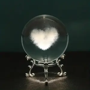 Heart-shaped Cloud Decorative Glass Ball with Stand, Design Glass Crystal Ball and Stand, Home Decoration, Summer Gift Idea