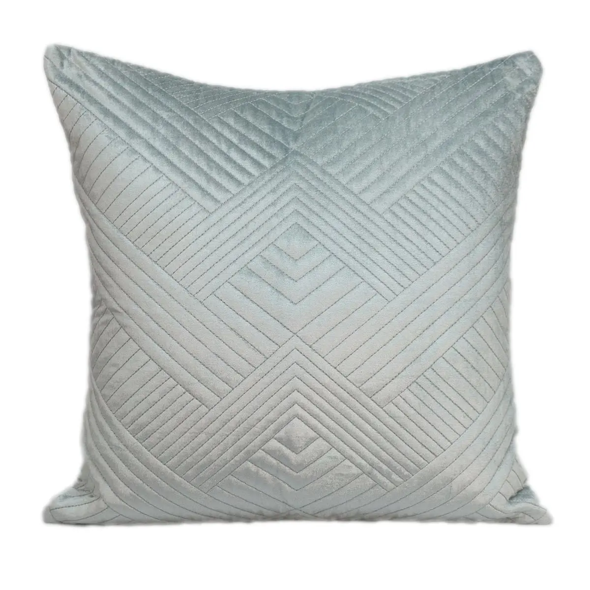 HomeRoots 402894 Transitional Cotton Quilted Square Throw Pillow (20" x 20" x 4"), Dry Clean Only Grey Cushions for Indoor Living Room Decorations, Hidden Zipper