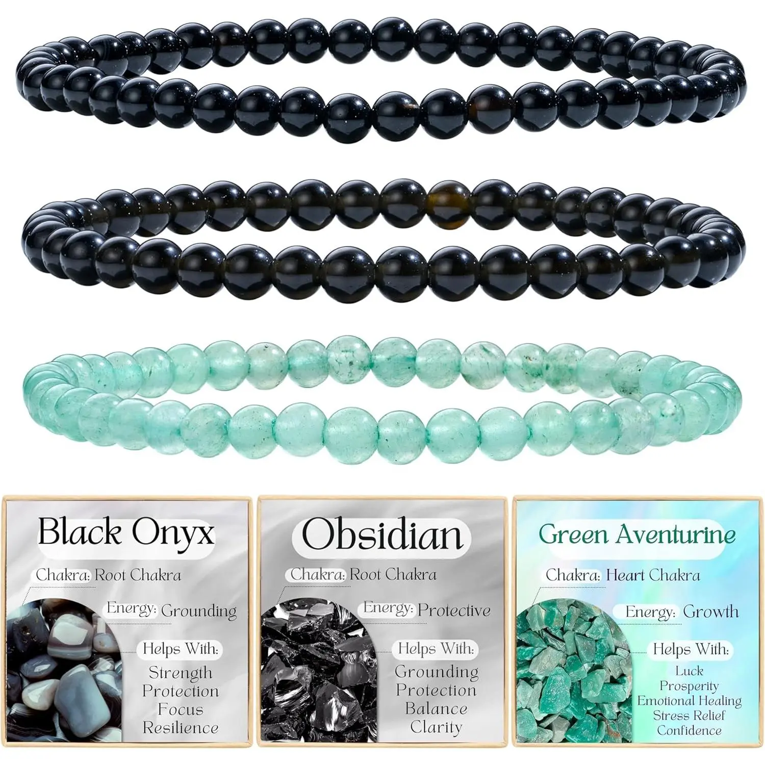 3-Piece 4mm Beaded Bracelets for Women Handmade Natural Crystal Stretch Elastic Jewelry Yoga Meditation Protection Gifts 3-Piece 4mm Beaded Bracelets for Women Handmade Natural Crystal Stretch Elastic Jewelry Yoga Meditation Protection Gifts