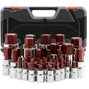 Allen Socket Set |         32-Piece Hex Bit Socket Set |         S2 Steel Socket |         SAE and Metric |         1/4", 3/8", & 1/2" Drives drive impact hex driver tool kit household tool automotive