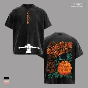 Portgas D Ace One Piece Anime Tee, Fire Fist Mera Mera no Mi Graphic T-Shirt, Marineford Legend Whitebeard Commander Design, Vintage Washed Oversized Streetwear Shirt, Heavy Cotton Unisex OP Fan Gift Merch