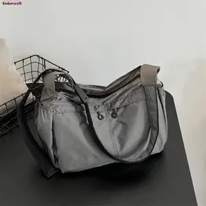 Men’s Waterproof Canvas Messenger Bag – Japanese Dumpling Crossbody Tote, Large Capacity, Multi-Pocket, Lightweight, Durable, for Work, Travel, Gym, Cycling, Streetwear