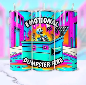 Emotional Dumpster Fire • 20oz Tumbler Stainless Steel Cup Sublimation Funny Drinkware