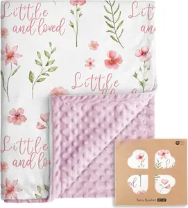 Floral  Blankets for Girls - Super Soft  Minky Blanket,   Blanket with Double Layer Dotted Backing, Pink Lightweight Bed Throw Blanket, 30 x 40 Inch