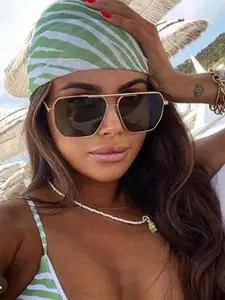 Unisex Simple Style Geometric Frame Brow Bar, Trendy Casual Sunglasses for Everyday Use, Fashion Accessories for Outdoor Activities, Trendy Styling Sunglasses