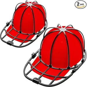 Hat Washer for Washing Machine, 2 Pack Hat Cleaner for Baseball Caps with Frame Cage Fit for Adult/Kid's Cap Protector Racks Dishwasher Safe-(Black 2PCS)