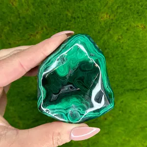 Malachite Freeform, Malachite Palm Stone, Crystal Palm, Crystal Display Polished Malachite