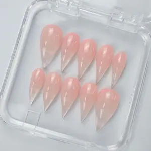 Handmade Press On Nails Cat Claw Nails | 10pcs Reusable Fake Nails Luxury Gel Nails | Gothic Vampire Red, Jelly Pink & Dark Cross Aesthetic Nails