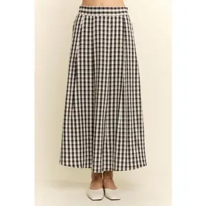 The Gingham Pleat Skirt- AS