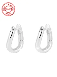 S925 Sterling Silver Simple U-shaped Hoop Earrings, Fashionable Earrings for Women, Trendy All-match & Exquisite Jewelry for Birthday Gift
