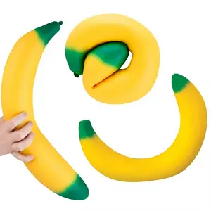 Giant Stretch Banana Squishy Toy - Super Soft Slow Rising Stress Relief Fidget Toy Moldable Sensory Anxiety Relief for Kids & Adults Perfect Easter Basket & Christmas Stocking Birthday Gifts