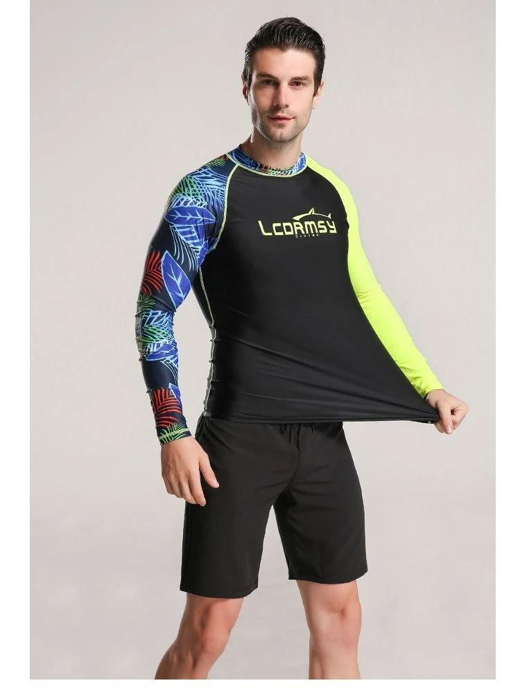 Long Sleeve Men Two Piece Swimsuit Snorkeling Suit Sunscreen Man Rash Guard Jellyfish Protection Swimsuit for Beach Surfing