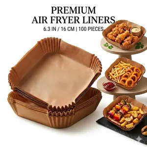 100 disposable non-stick air fryer paper liners, 16 cm × 16 cm parchment, thick square silicone baking paper, waterproof baking supplies suitable for small 3–5 quart air fryers and oven baking, home baking supplies, kitchen accessories, TK Spring Refresh