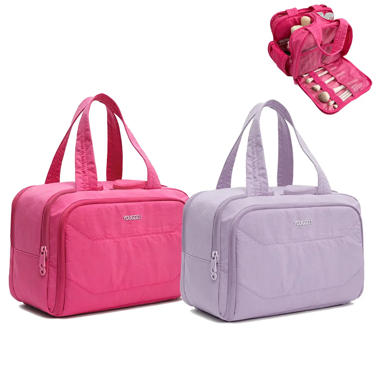 Women's 4-in-1 Travel Makeup Bag, Portable Waterproof Toiletry Bag, Daily Makeup Bag, Large-Capacity Wide-Open Design, TikTok Shop Back-to-School Must-Have, Gift for Girlfriend.