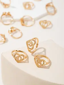 Fashion Alphabet Design Cuff Ring, Hollow Out Heart Design Cuff Ring for Women & Girls, Fashion Jewelry for Party, Daily Clothing Decor, Trendy All-match & Exquisite Jewelry for Birthday Gift, Elegant Casual Ring