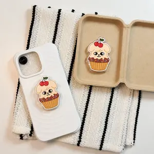 Cute Cherry Cupcake Puppy MagSafe Phone Grip, Kawaii Dessert Dog Magnetic Pop Socket & Kickstand for iPhone, Sweet Aesthetic Gift for Girls