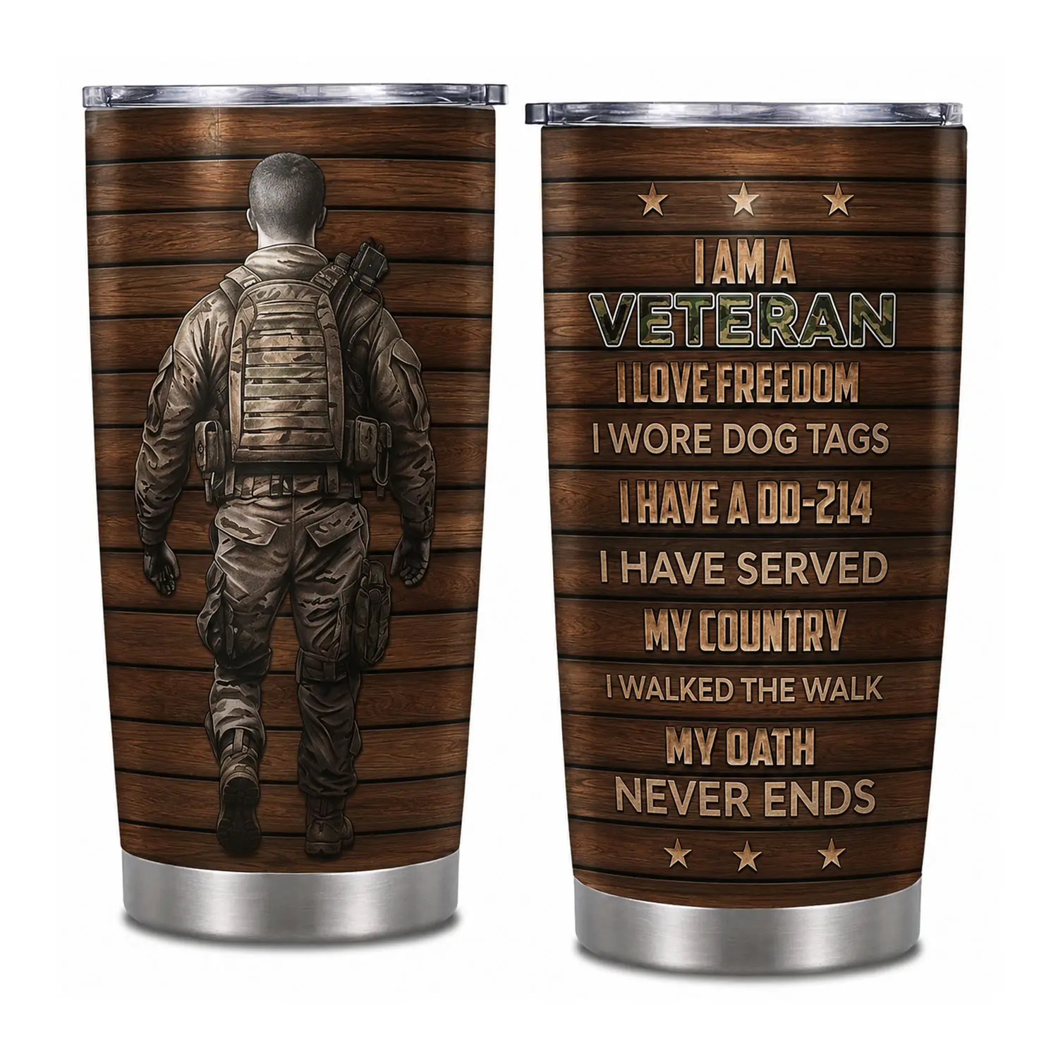 Veteran Tumbler, Military Veteran Travel Mug, Army Veteran Gift, Retired Military Coffee Tumbler, Insulated Stainless Steel Cup, Veterans Day Gift for Dad