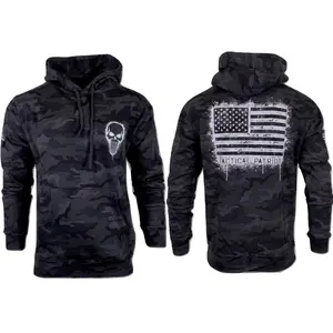 Howitzer Men's Tactical Patriot Pullover Hoodie - Black Camouflage Cotton Blend Military Sweatshirt Supporting Veterans, Black Camo