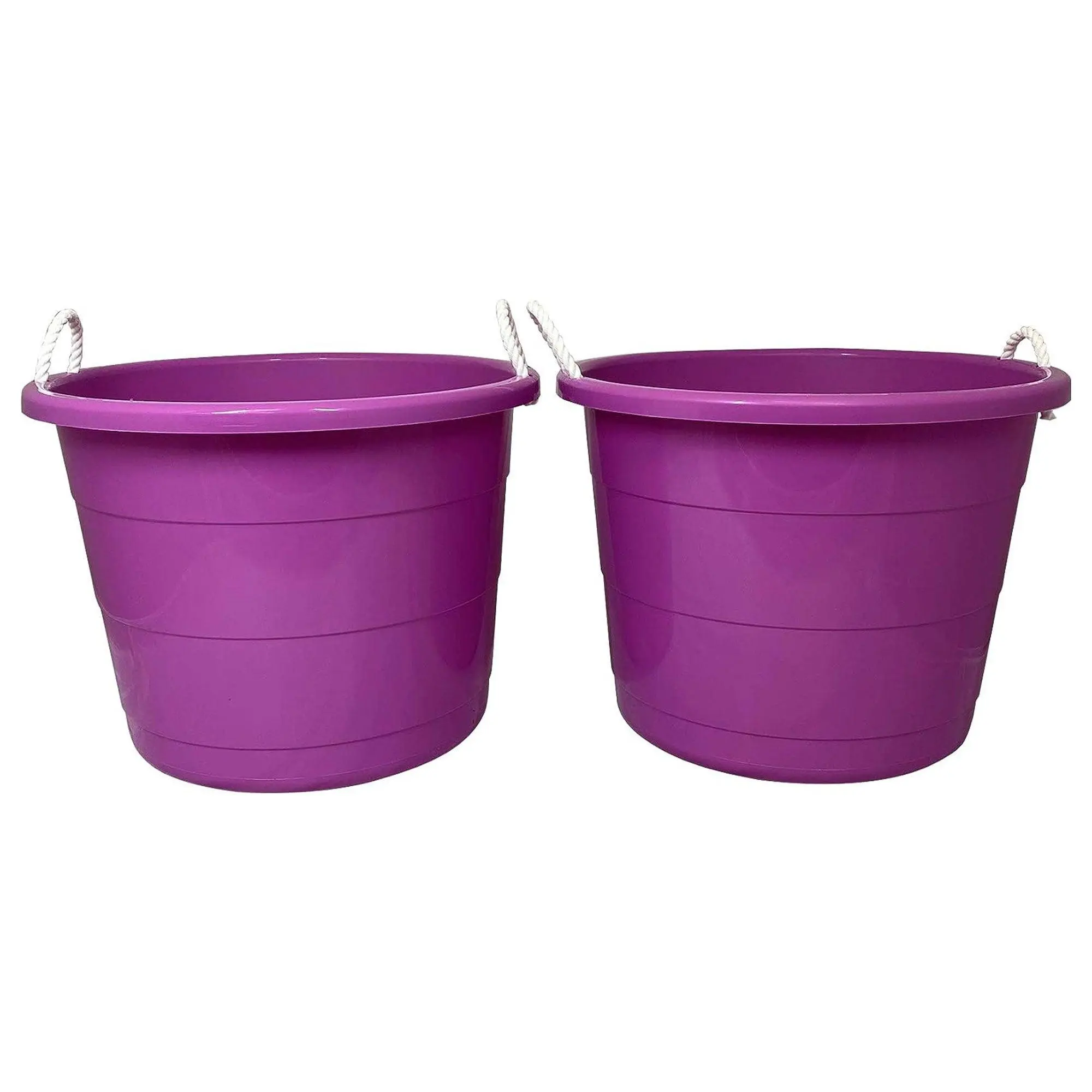 Homz 17 Gallon Indoor Outdoor Storage Bucket w/ Rope Handles, (2 Pack) Container Plastic
