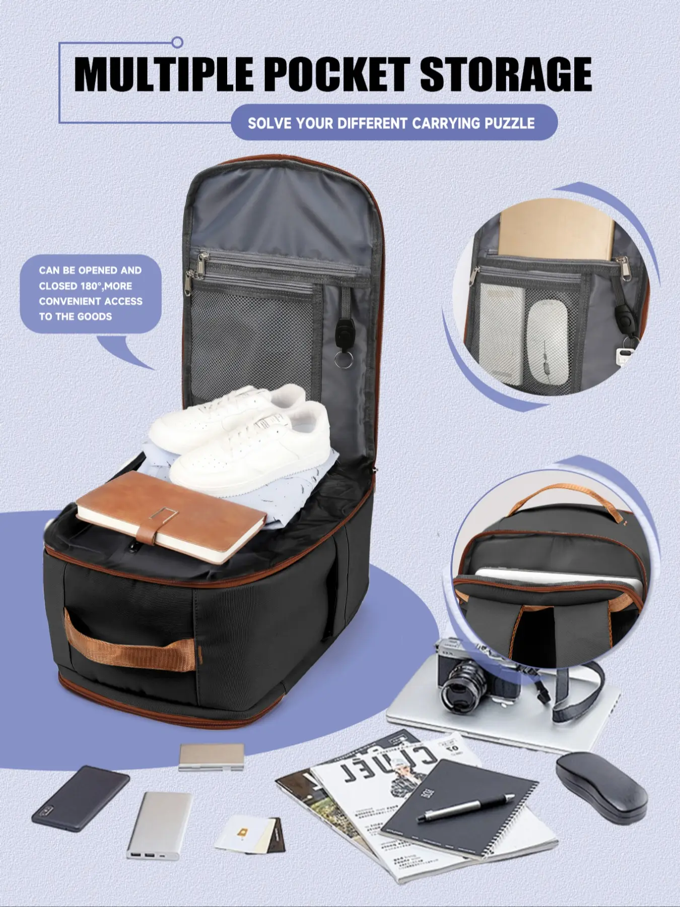 Vacuum Compression Backpack, Airline Approved Carry-On, Fits Overhead Bin, Heavy-Duty Compression Zipper, Spacious Travel Bag