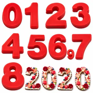 10 Inch 9 pieces Large Size Number Moulds Baking Forms Silicone Number Mold Cake Pan (10 inch)