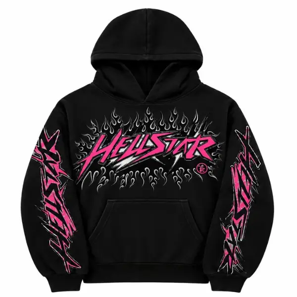 2026 Hellstar Future Flame Graphic Hoodie, Darkwear Streetwear Shirt, Gothic Flame Artwork, Y2K Urban Fashion, Alternative Casual, Unisex Casual Outfit for Men & Women